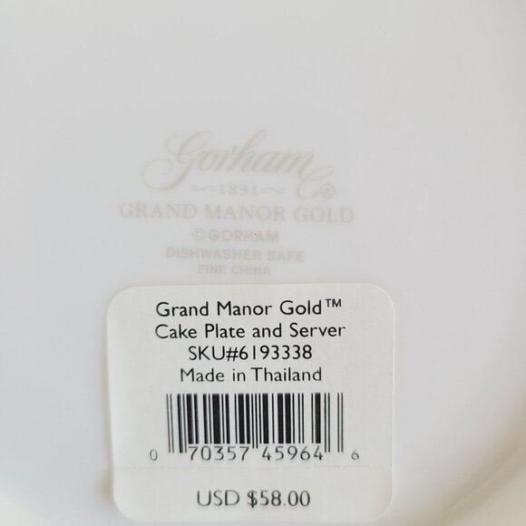 Vintage Gorham Grand Manor Gold Cake Plate Porcelain Serving Scalloped Edges - Picture 8 of 10